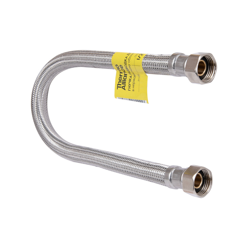 Шланг Forte для води D10, 60 см, неіржавке обплетення 1/2"x1/2" ВВ TAF384W60 Thermo Alliance Київ - фото 1
