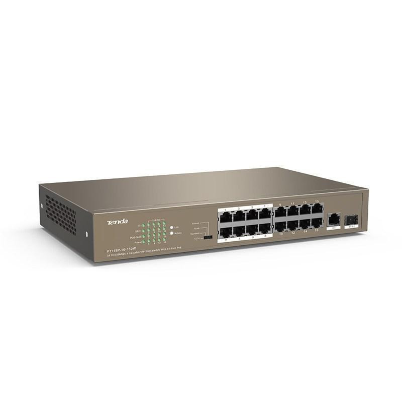 Коммутатор TENDA TEF1118P-16-150W (16xFE PoE, 1xGE/SFP, 135Вт max) Харків - фото 3