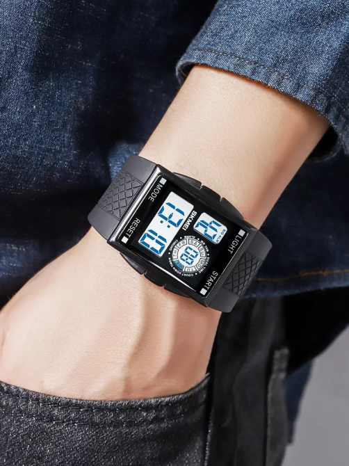 Мужские наручные кварцевые часы Skmei 1967 (Черный с белым циферблатом) Винница - изображение 8