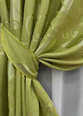 Комплект готовых штор VR-Textil Лен Рогожка № 1784ш Оливковый 150х270 см 2 шт (33-0761) Киев