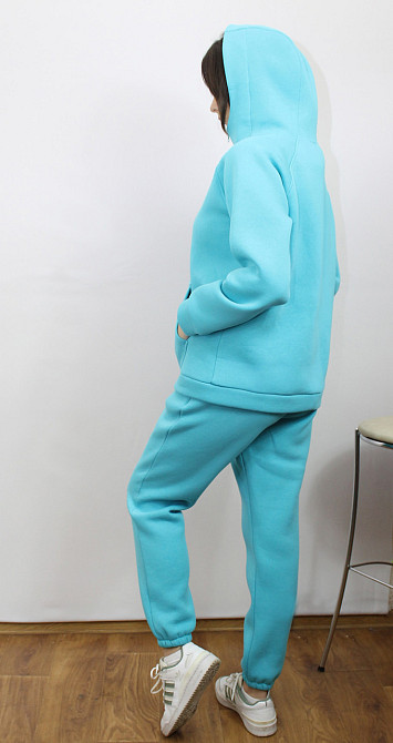 Костюм жіночий теплий спортивний на флісі кофта на блискавці Блакитний 42/44 Харків - фото 2
