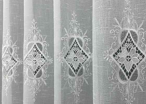 Тюль лен с кружевом цвет белый 1806т Киев