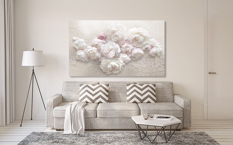 Картина холст у вітальню / спальню  Білі півонії      MLP_42  ( 60х30см ) 90х180см Київ - фото 2