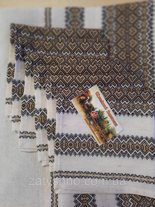 Скатерть на льне вышитая кофейная Киев - изображение 2