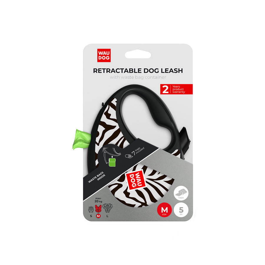 Поводок-рулетка для собак WAUDOG R-leash с контейнером для пакетов, рисунок 