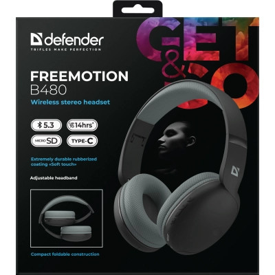 Навушники Defender FreeMotion B480 Bluetooth Black (63480) Вінниця - фото 3