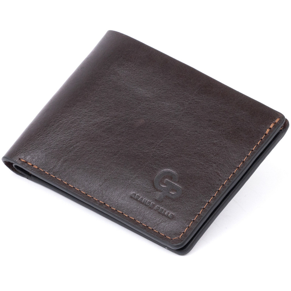 Стильне портмоне в гладкій шкірі Коричневе (GRANDE PELLE) Київ - фото 5