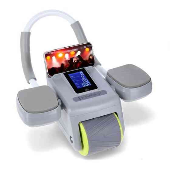 Колесо для тренування м'язів пресу HMS KA08 з LCD дисплеєм і зарядкою, сіре Київ