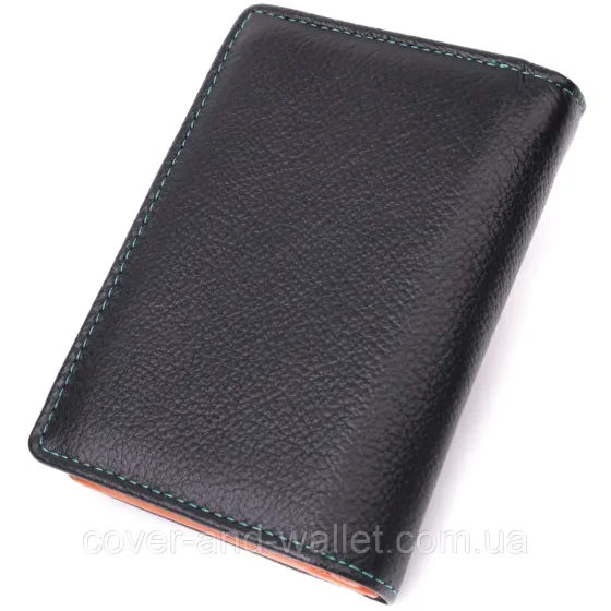 Черный кожаный женский портмоне среднего размера на магнитной застежке ST Leather Киев