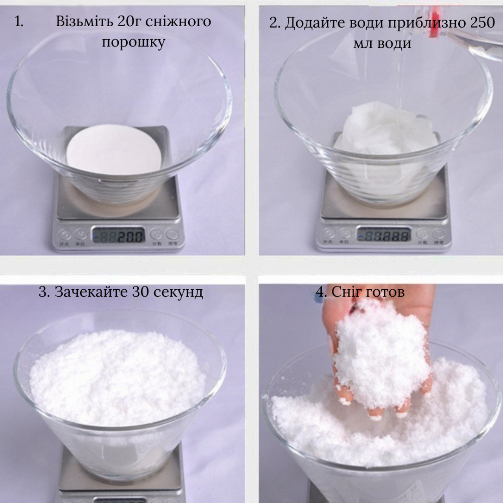 Искусственный снег с добавлением воды 50 г для моделирования и лепки снеговиков Одесса - изображение 4