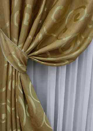 Комплект готовых штор VR-Textil Жаккард № 1532ш Золотистый 150х270 см 2 шт (33-0405) Киев