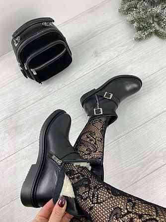 Без бренда Жіночі черевики D and V чорні натуральна шкіра з хутром висота 12см каблук 3см підош Коломыя