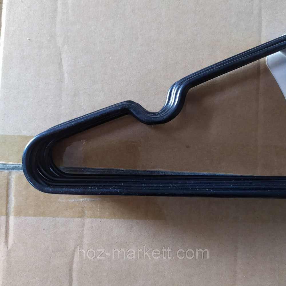 Вешалки плечики, тремпель черные металлический в силиконе с хромированным крючком толстый 10 шт в уп Харьков - изображение 2