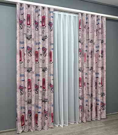 Комплект готових штор VR-Textil Фотоштори Лондон № 913ш Різнобарвний 150х270 см 2 шт (30-038) Київ