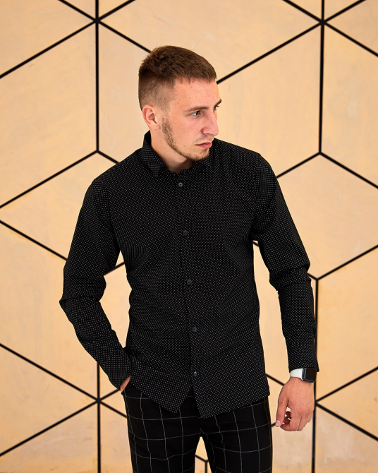 Сорочка чоловіча класична Чорний горох S Харків - фото 6