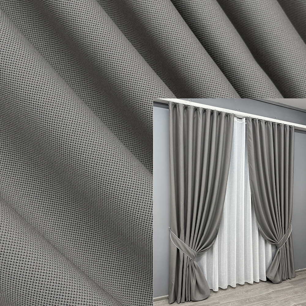 Комплект готовых штор VR-Textil Рогожка TERRA LUXE № 1862ш Серый 200х290 см 2 шт (32-196) Киев - изображение 1
