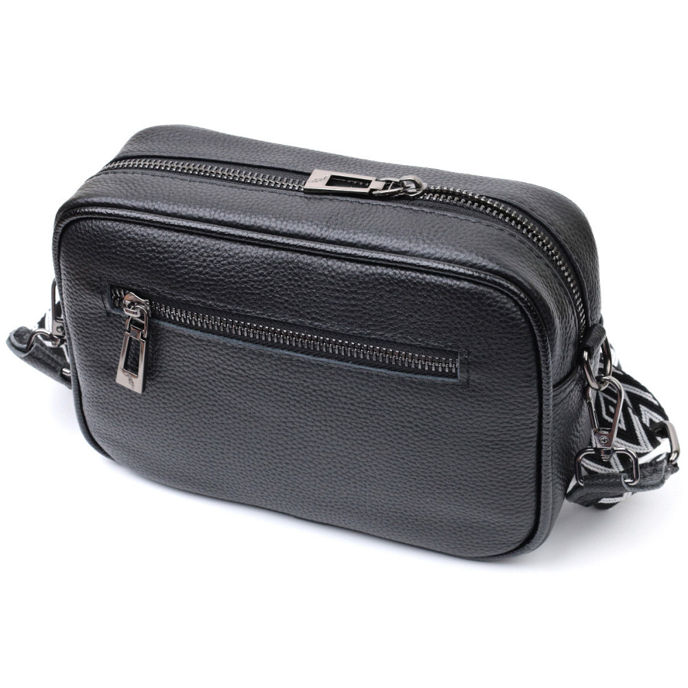 Жіноча сумка з палітуркою з натуральної шкіри Vintage 22406 Чорна Київ - фото 2