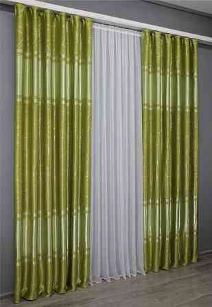 Комплект готовых штор VR-Textil Софт Лиана № 462ш Оливковый 150х270 см 2 шт (30-202) Киев