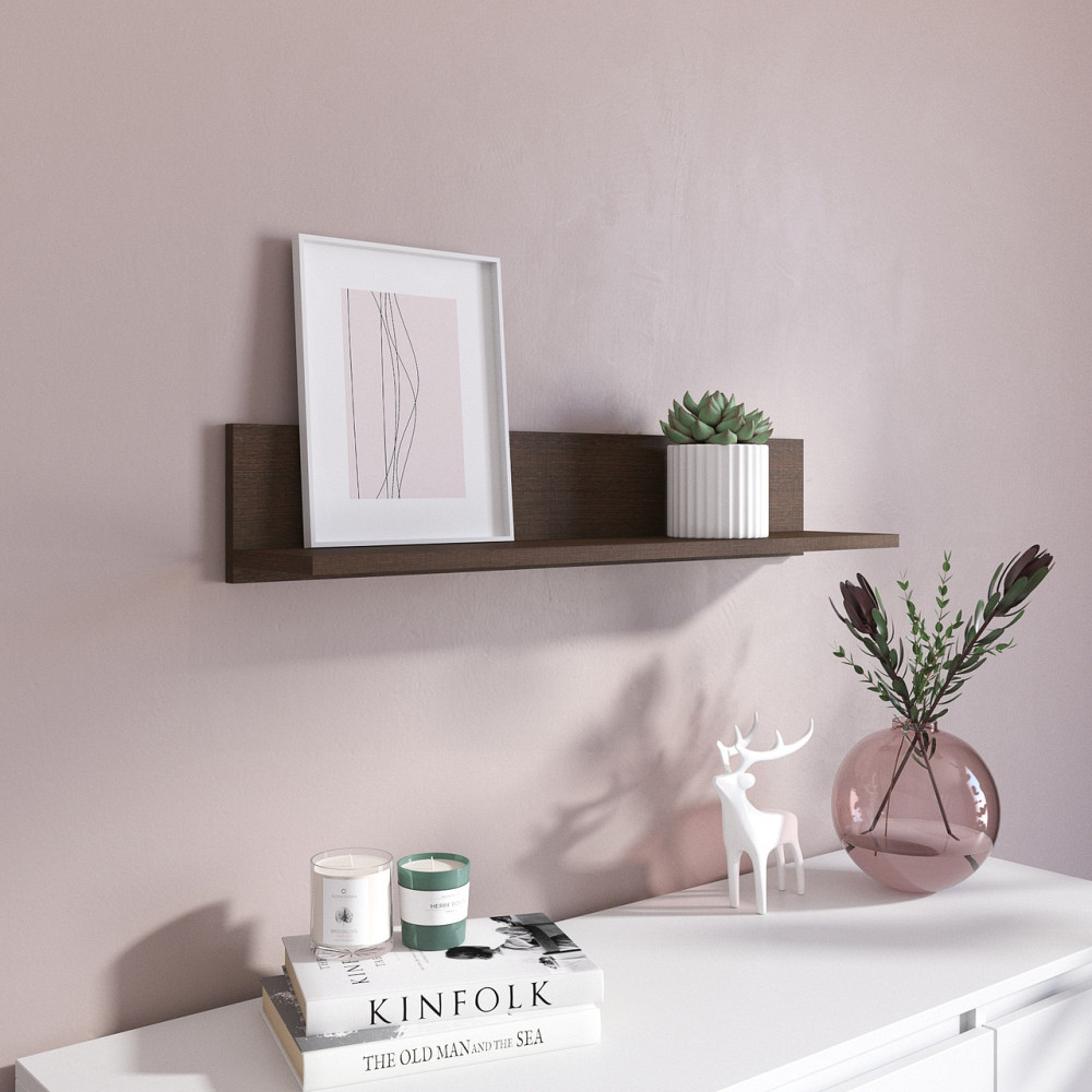 Полка настенная VAYS M-22 Венге Темный, навесная, ЛДСП, 80×17×15 см - для дома, офиса, декора Львов - изображение 1