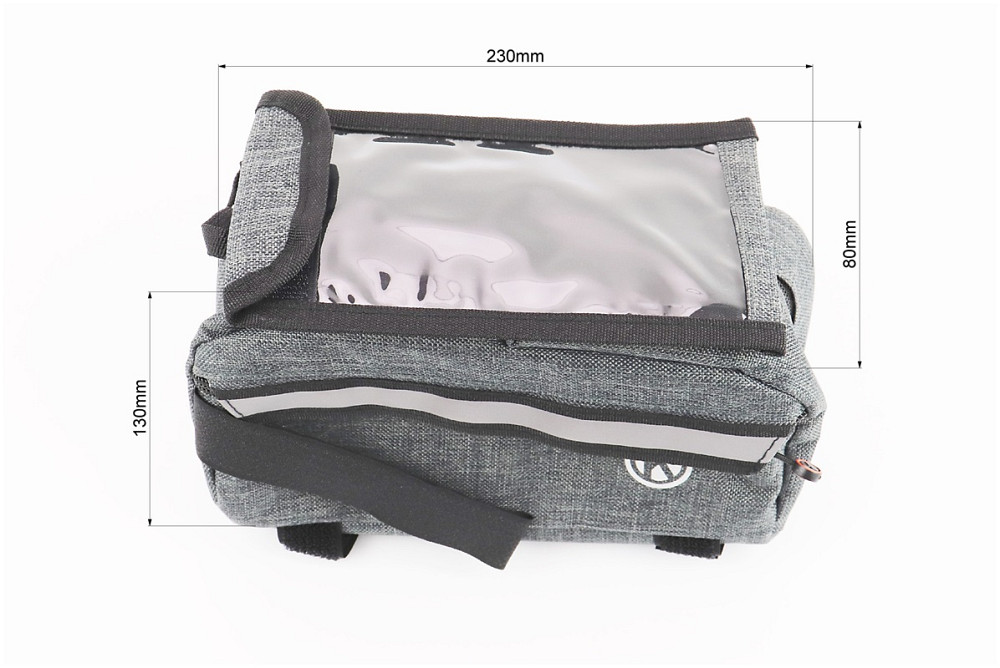 Сумка на раму з відділенням для смартфона 220х90х110мм, світловідбиваючі смуги, кріпл. на липучці, сіра Киев - изображение 4