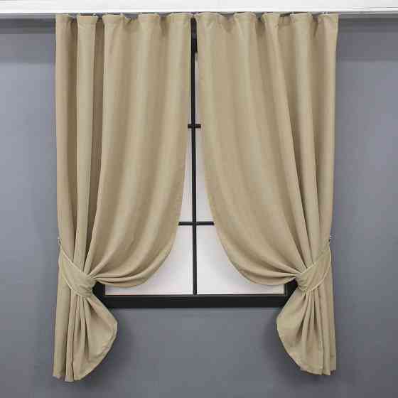 Комплект коротких штор VR-Textil Микровелюр Petek № 1491ш Бежевый 130х170 см 2 шт (35-0216) Киев