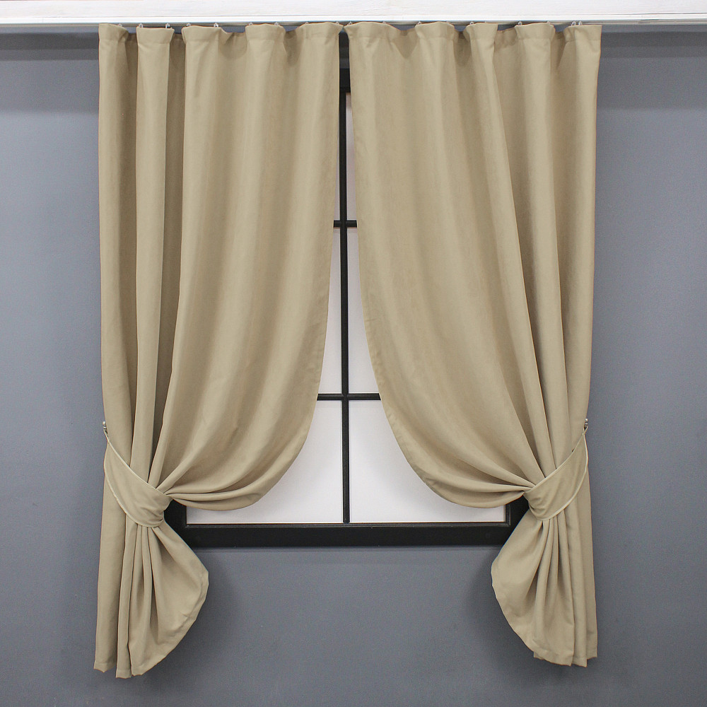 Комплект коротких штор VR-Textil Микровелюр Petek № 1491ш Бежевый 130х170 см 2 шт (35-0216) Киев - изображение 1