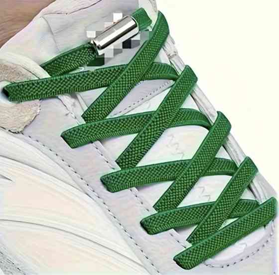 Шнурки еластичні без зав'язок з металевими застібками Зелений Смела