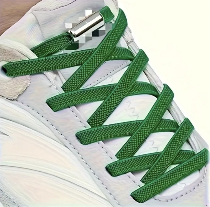 Шнурки еластичні без зав'язок з металевими застібками Зелений Смела - изображение 2