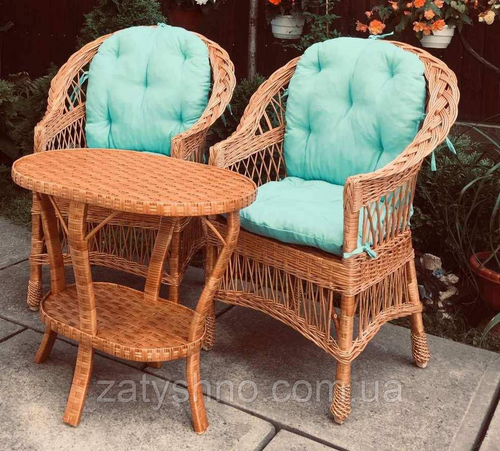 Меблі з накидками блакитними Меблі з лози плетені з лози |меблі на подарунок Київ - фото 1