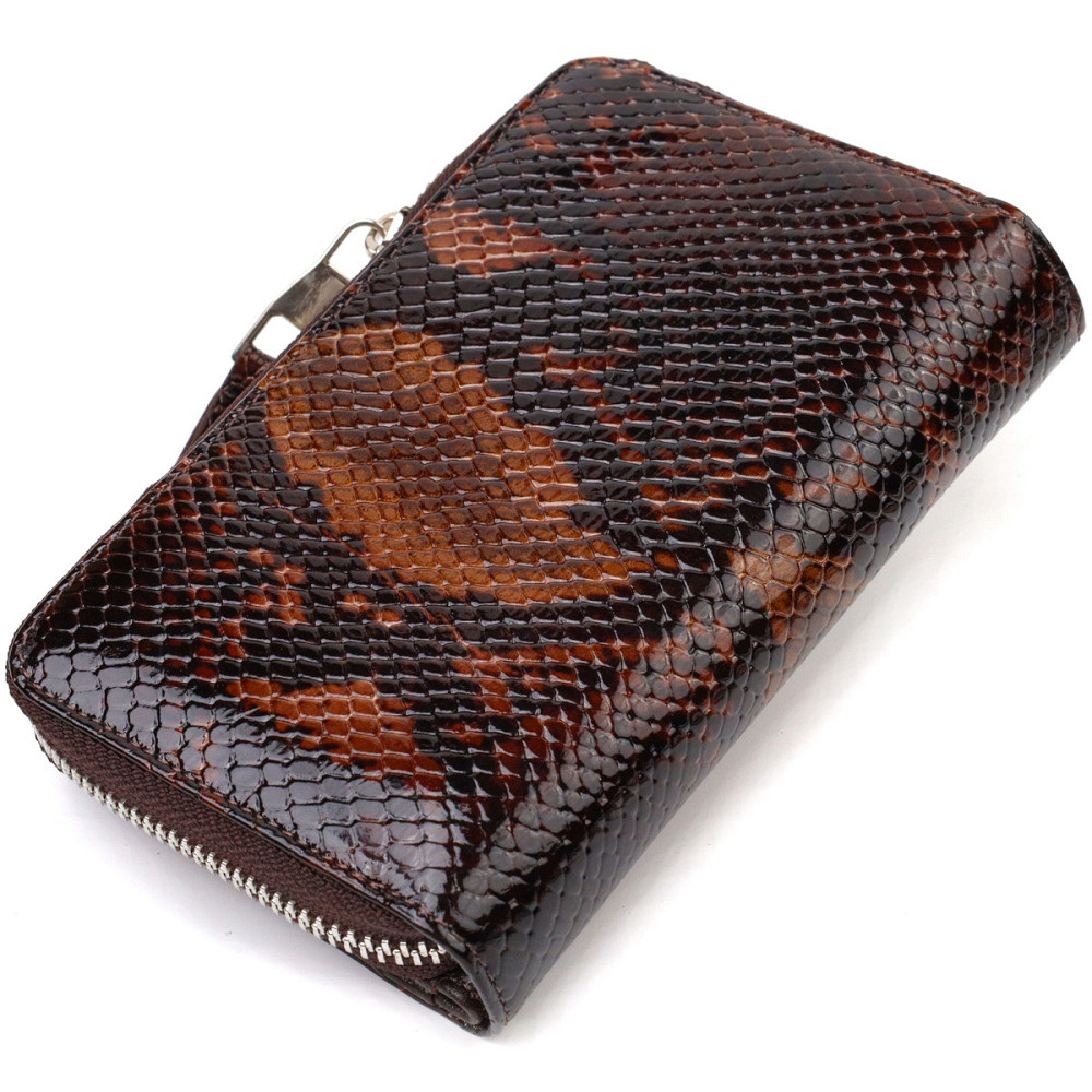 Отличное лакированное женское портмоне среднего размера из натуральной кожи с тиснением под змею CANPELLINI 21714 Разноцветное Киев - изображение 2