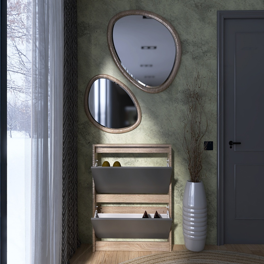 Тумба для обуви в прихожую Эверест Сити-160-2 70,2х16х95,8 см Дуб сонома/Графит (DTM-071088) Львов - изображение 4