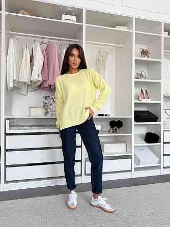 Жіночий базовий теплий повсякденний оверсайз светр 100% акрил Лимонний Одеса