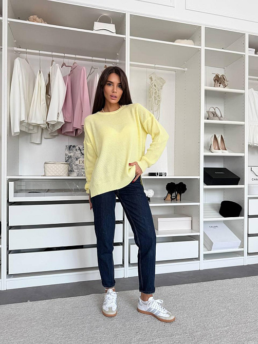 Женский базовый теплый повседневный оверсайз свитер 100% акрил Лимонный Одесса - изображение 5