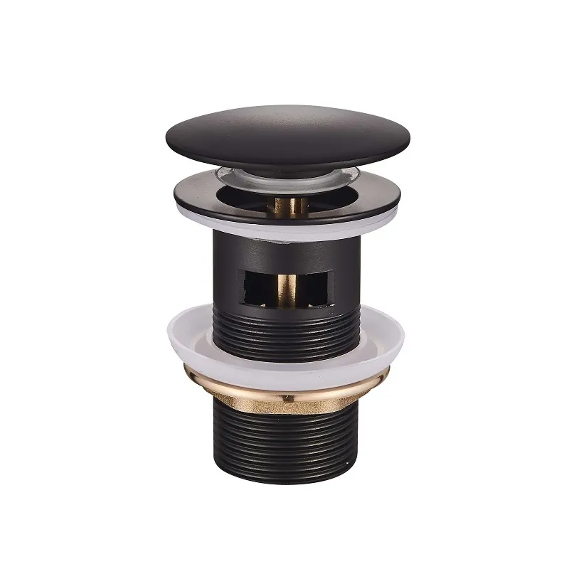 Донний клапан для раковини з переливом Mixxus POP-UP-03 BLACK автоматичний (Click-Clack) (Колір чорний) 1 1/4'' (MI6139) Київ - фото 1