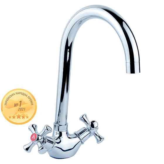 Змішувач PL 1/2" для кухні гусак високий вухо на гайці AQUATICA PL-4B455C (9777130) Київ