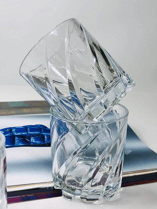 Набір склянок для віскі OLens "Хвиля" ОБЕРТАЮТСЯ  280 мл 6 шт. прозоре скло для дому та ресторанів 102-476 Київ - фото 2