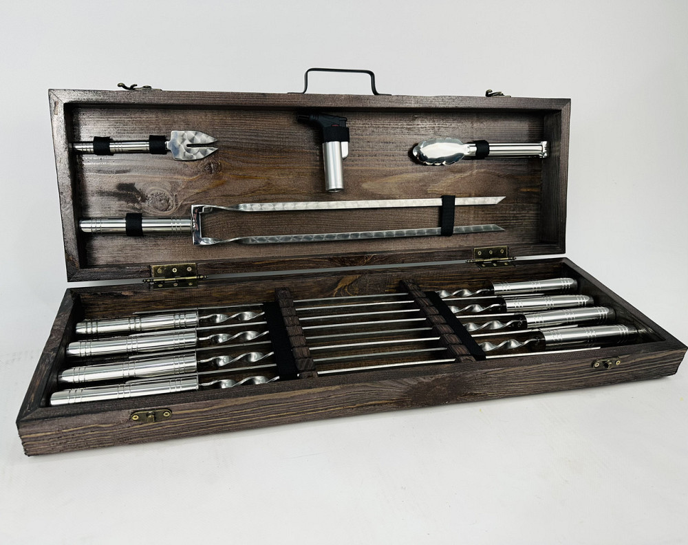 Подарунковий набір шампурів у дерев'яному кейсі СРІБЛО - 2 HAPPY DAYS Тернопіль - фото 2