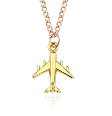 Стильний кулон з ланцюжком золотистий Літак Київ - фото 1