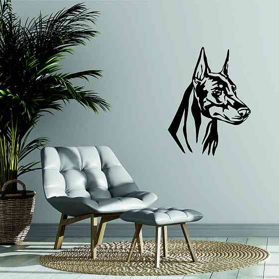 Декоративне настінне Панно «Доберман», Декор на стіну 90*63 см, Чорний Київ