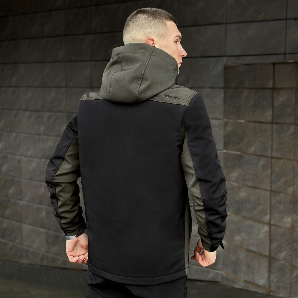 Софтшелл куртка чоловіча L чорний з хакі Pobedov Setup Київ - фото 5