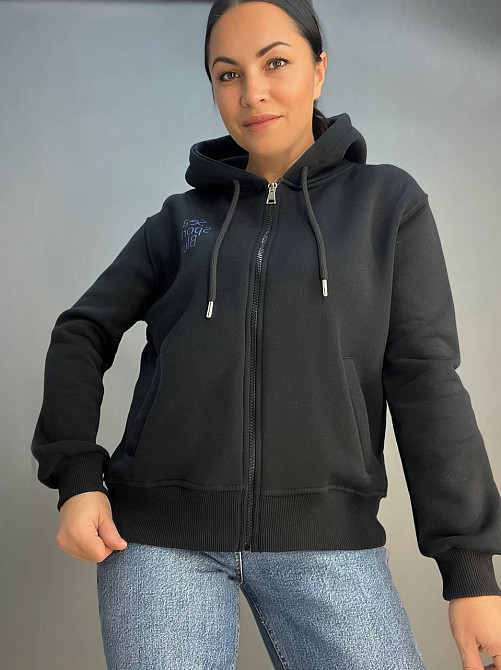 Толстовка жіноча Pepper&mint 24-02 на блискавці з капюшоном утеплена на флісі  чорний, чорний, S Одеса - фото 7