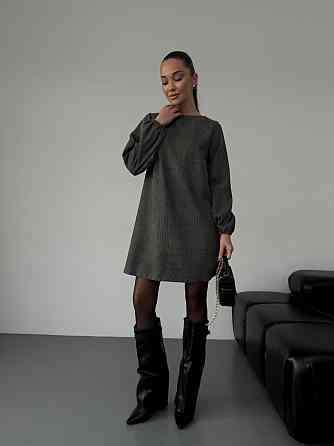 Женское базовое платье свободного кроя с объемными рукавчиками микровельвет Хаки, 46/48 Одесса