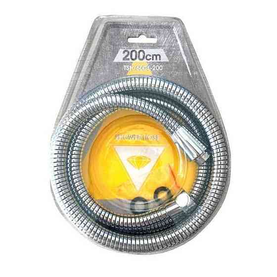 Шланг для душу TOPAZ TSH-6004-200 хром 200см посилений рухома гайка, Blister Тернопіль