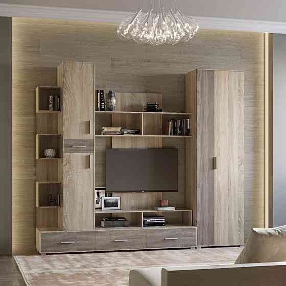 Стенка для гостиной Эверест Бриз + Шкаф ШП-2 сонома + трюфель (DTM-2329) Львов