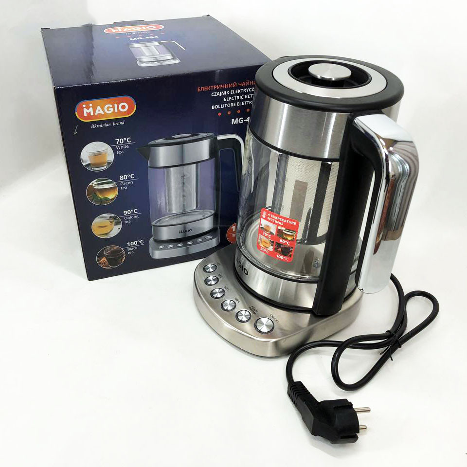 Тихий електричний чайник MAGIO, Скляний електрочайник з вбудованим підсвічуванням TX-95 Львів - фото 8