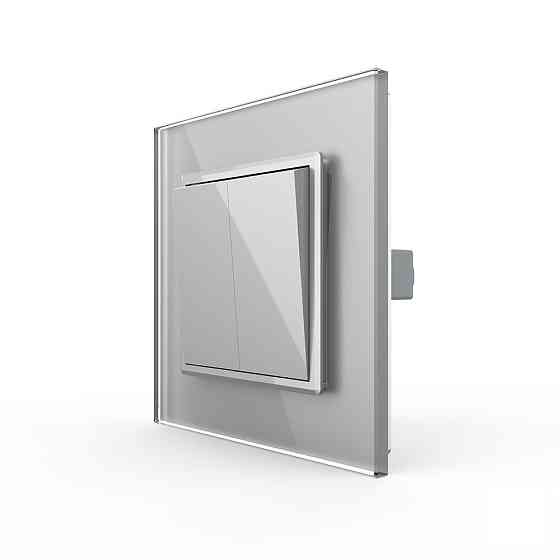 LIVOLO Вимикач універсальний 2-клавішний Livolo сірий скло 250В 10А (VL-C7FCMKS-1IP) Коломыя