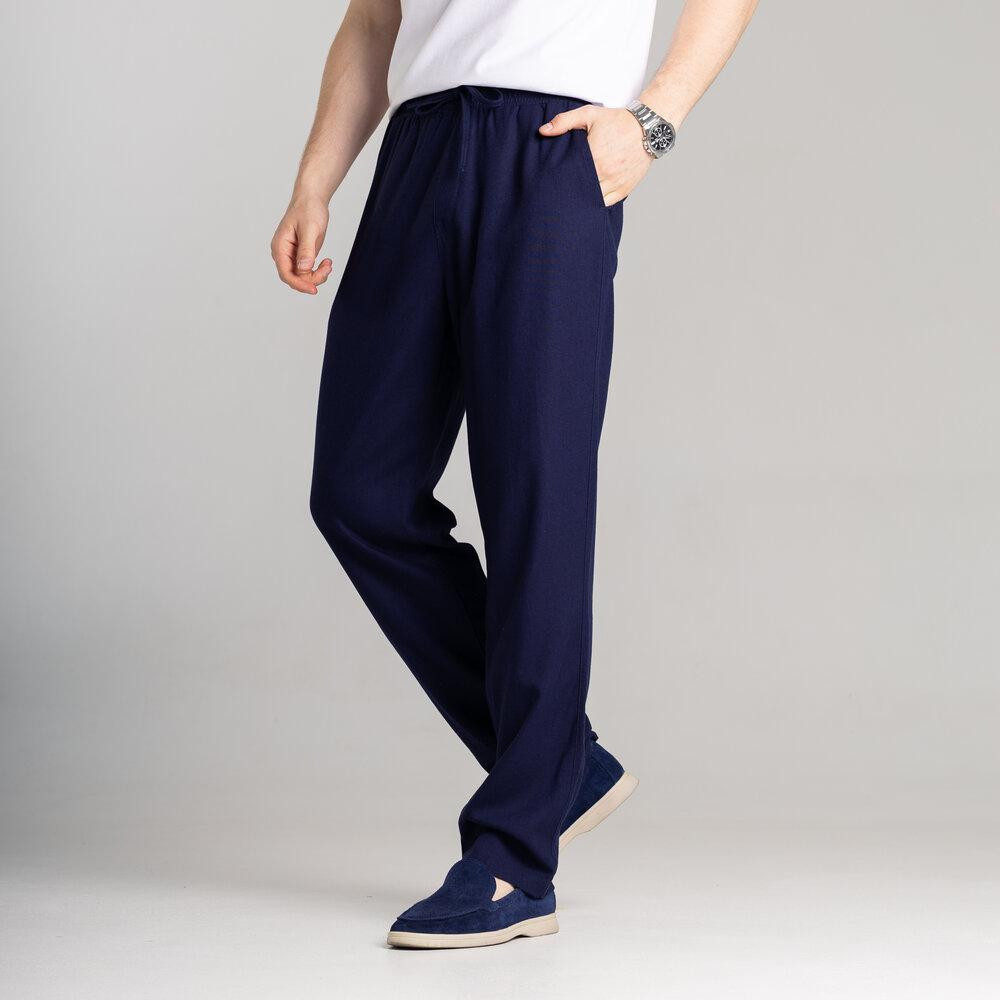 Чоловічі лляні штани вільного крою темно сині Pobedov Chill Київ - фото 6