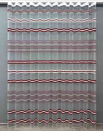 Тюль VR-Textil 1772т Фатин полосы Бордовый с белым 300х270 см (42-0768) Киев