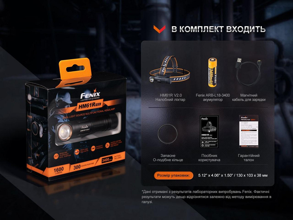 Налобный мультифонарь Fenix HM61R V2.0 (Черный) Винница - изображение 4