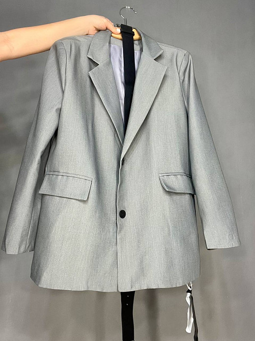 Пиджак женский Qidian 6105 оверсайз с ремнем удлиненный свободный крой one size, серый, one size Киев - изображение 20